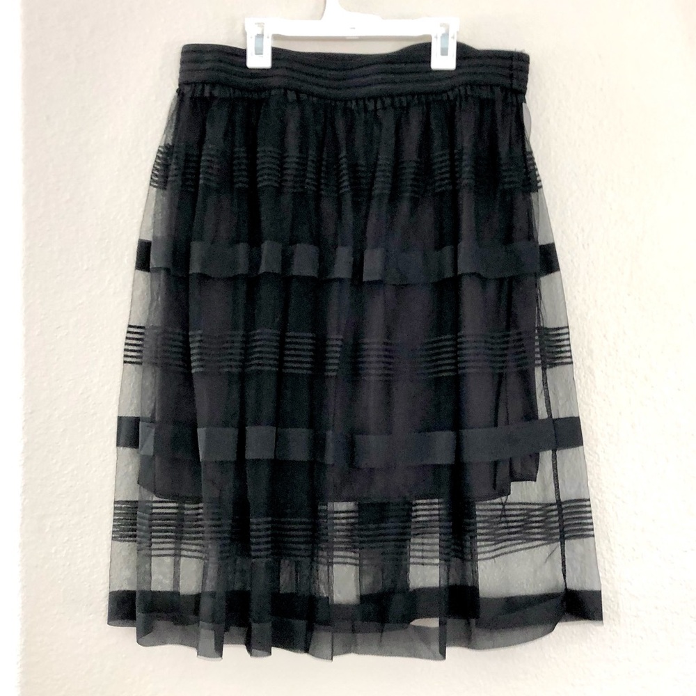 Metro Wear Black Layered Sheer Midi Skirt